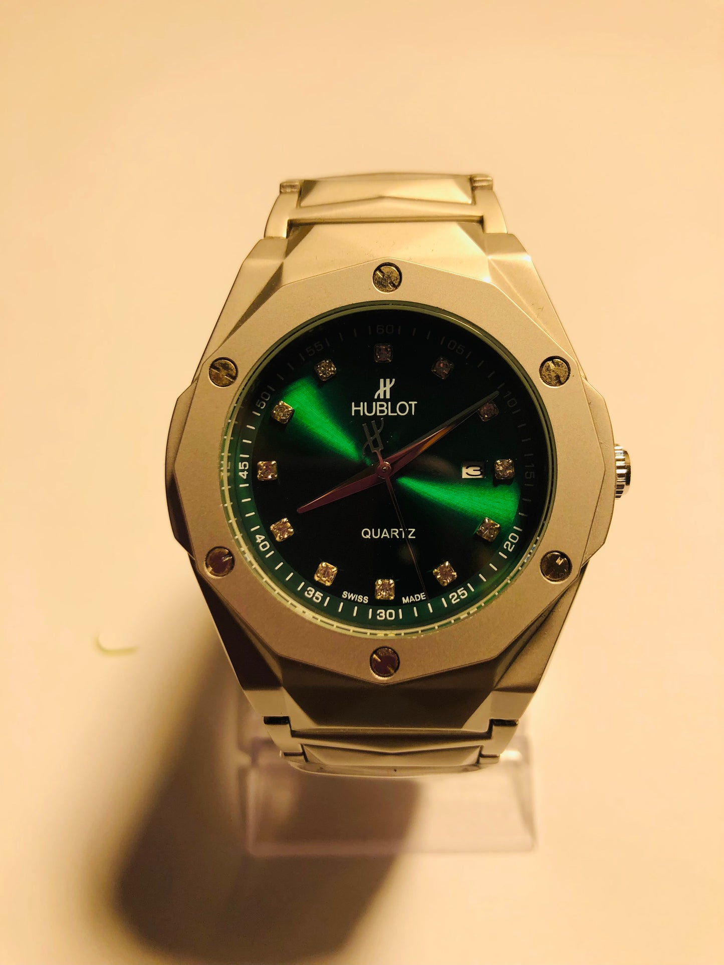 Hublot Stainless Steel Green Dial Silver Watch